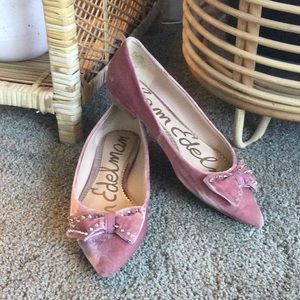 Sam Edelman Raisa Blush Velvet Flats with Silver Studs 7 1/2